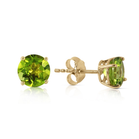 SOLID GOLD STUD EARRINGS WITH NATURAL PERIDOTS